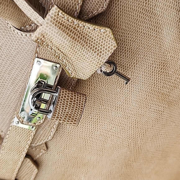 Dorsa Snake Embossed Tan Leather Handbag - Picture 16 of 16